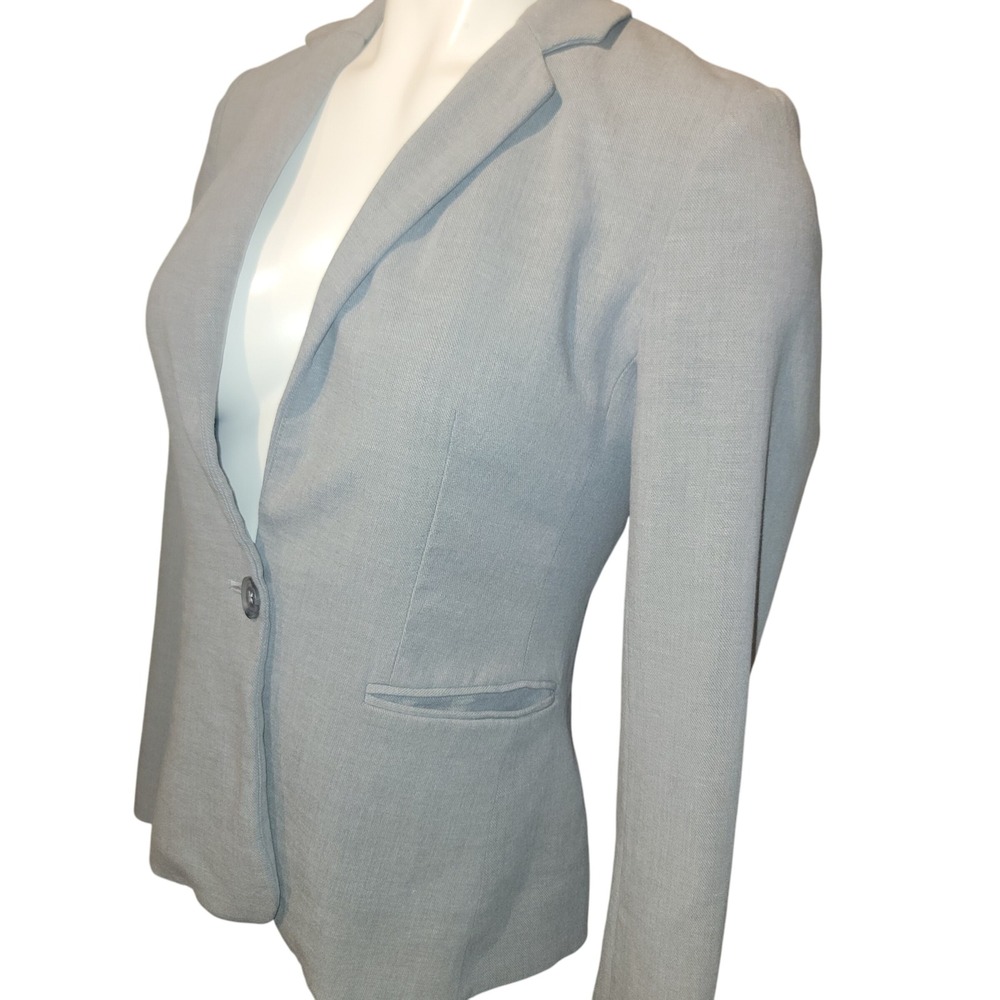 EXPRESS Light Heather Gray Single Button Blazer Jacket Sz 0 Soft Cotton Spandex